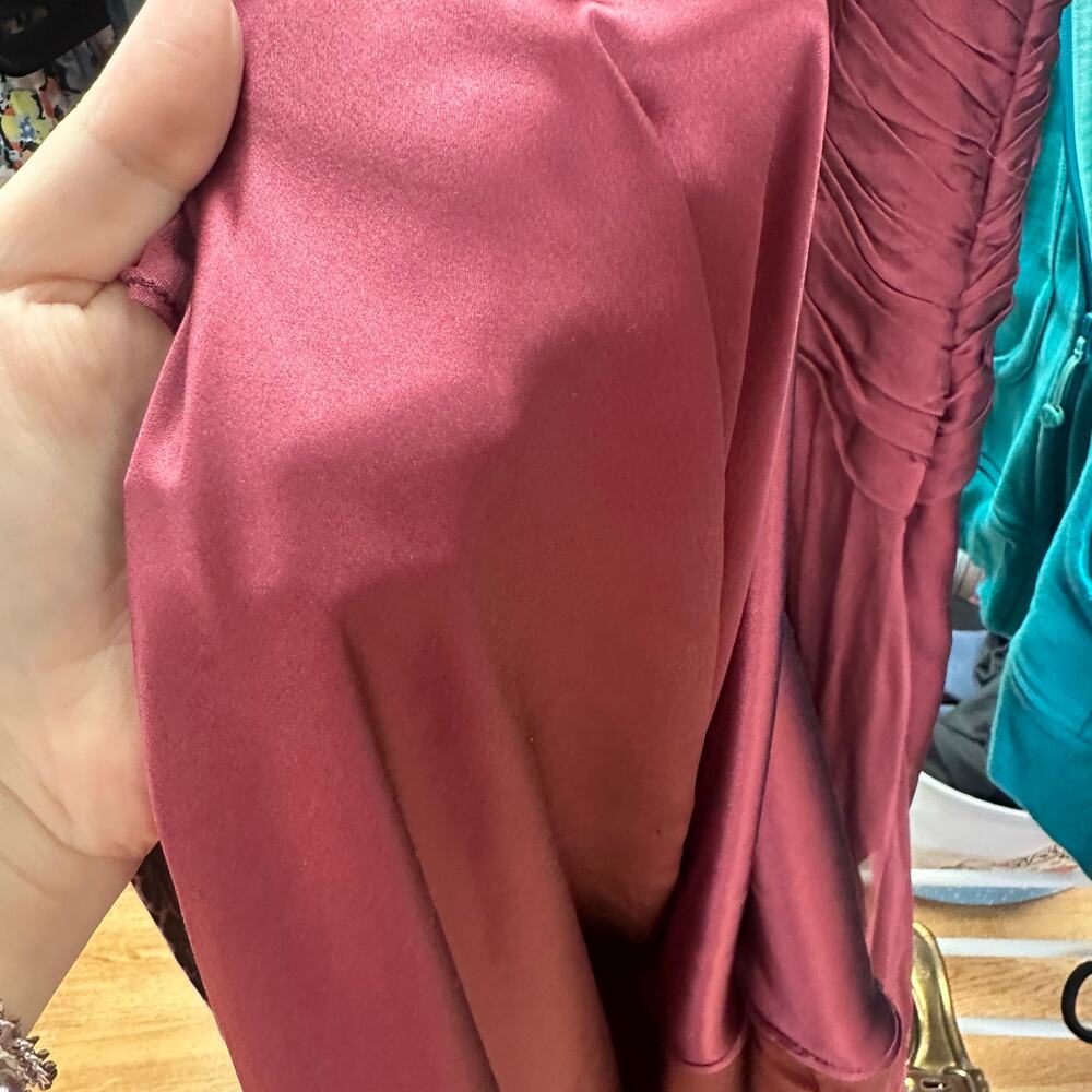 Carmen Marc Valvo Strapless Party Formal Wedding Maxi Dress Burgundy Size 6 - Picture 11 of 12